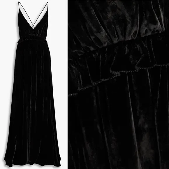 Ulla Johnson Lavinia Gown Black Velvet Open Back Black Tie Formal Party Size 00 - Picture 16 of 16